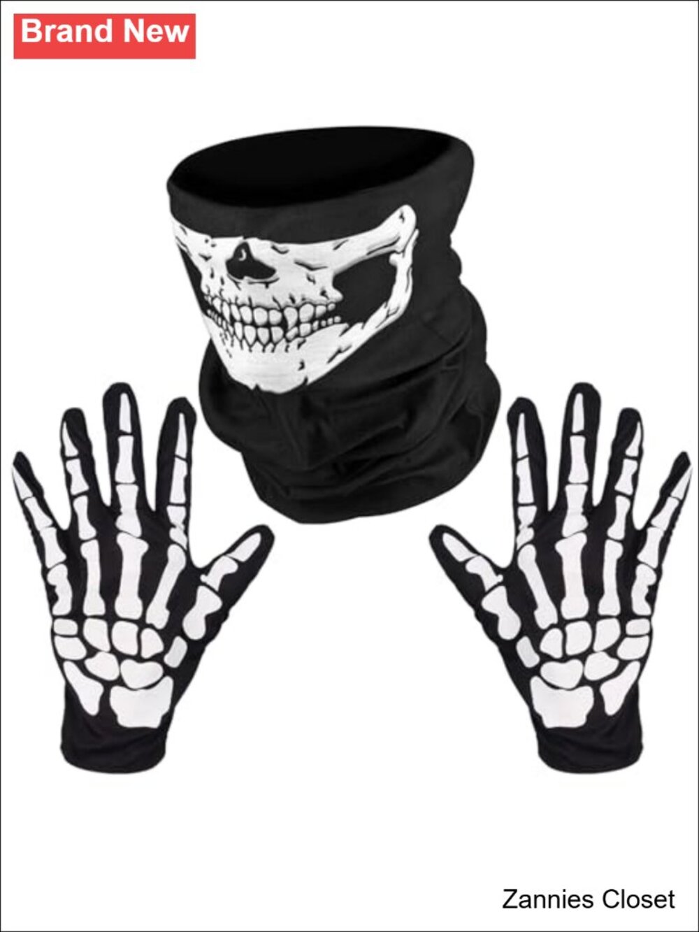 👻 Skeleton Gloves & Skull Mask Set Halloween Costume Accessory Cotton